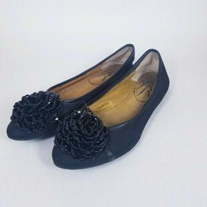 J. RENEE GEEZELOUISE BLACK BEADED‎ BALLET FLATS 6
